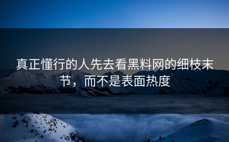 真正懂行的人先去看黑料网的细枝末节，而不是表面热度