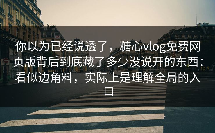 你以为已经说透了，糖心vlog免费网页版背后到底藏了多少没说开的东西：看似边角料，实际上是理解全局的入口